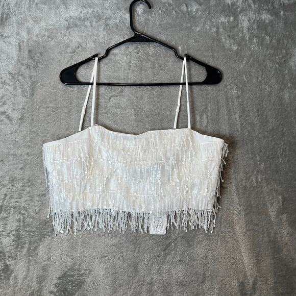 SAYLOR Pyper White Fringe Sequins Set Size Large Bridal Bachelorette New - Picture 7 of 12